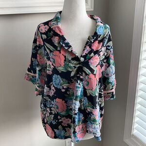 Vintage Victoria’s Secret Gold Label Floral Sleep Shirt Blouse Size Medium